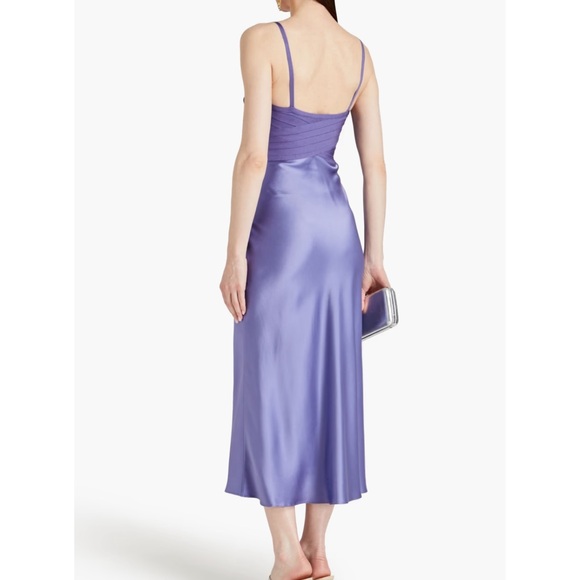 HERVÉ LÉGER X LAW ROACH Bandage-paneled draped satin midi dress - 4/Small - Picture 4 of 9
